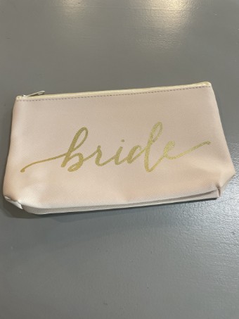 Gifts & Essentials Bride Makeup Bag in Canvas in Calligraphy #0 default Blush/Gold thumbnail