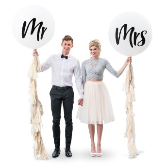 Gifts & Essentials Extra Large 36" White Round Wedding Balloons - Mrs #0 default thumbnail