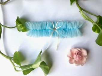Gifts & Essentials Blue Tulle Garter -  Bleu Garters #2 Blue thumbnail