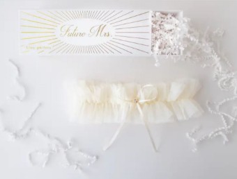 Gifts & Essentials Ivory Tulle Garter -  Bleu Garters #0 default thumbnail