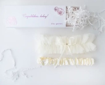 Gifts & Essentials Ivory Tulle Garter with Toss Garter (new version!) -  Bleu Garters #0 default Ivory thumbnail