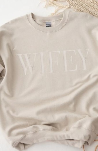 Gifts & Essentials WIFEY Embroidered Sweatshirt #0 default Sand thumbnail