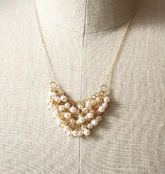 Laura Stark Designs Cluster Pearl Bridal Necklace - Laura Stark Designs #0 default Gold thumbnail