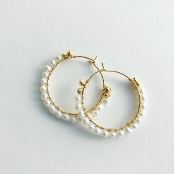 Laura Stark Designs Pearl Wrap Hoop Earrings - Laura Stark Designs #0 default Gold thumbnail