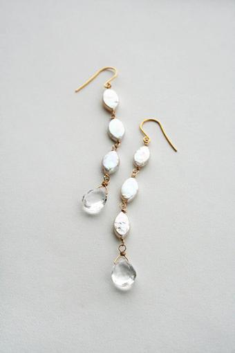 Laura Stark Designs Oval Pearl Drop Earrings - Laura Stark #1 default Silver thumbnail