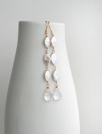 Laura Stark Designs Oval Pearl Drop Earrings - Laura Stark #2 Silver thumbnail