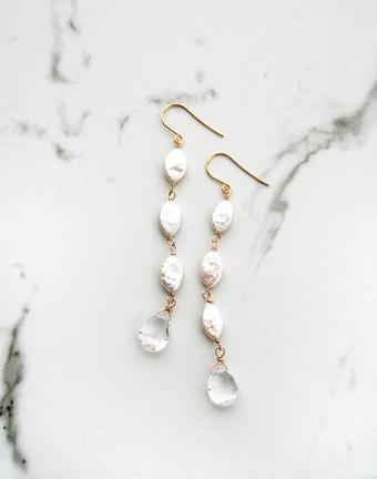 Laura Stark Designs Oval Pearl Drop Earrings - Laura Stark #3 Silver thumbnail