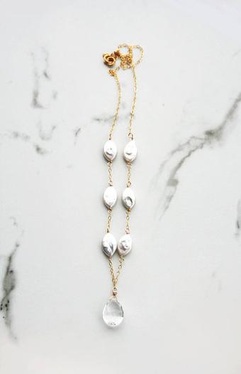 Laura Stark Designs Oval Pearl Drop Necklace - Laura Stark #2 Silver thumbnail