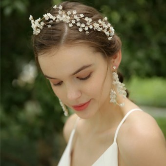 Sarah Grace Tiny White Flower Bridal Hair Vine - Sarah Grace #0 default thumbnail