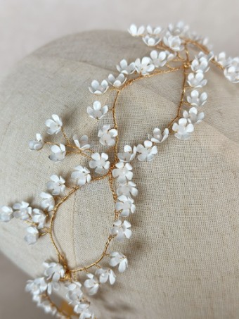 Sarah Grace Tiny White Flower Bridal Hair Vine - Sarah Grace $2 default Gold thumbnail