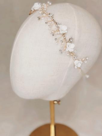 Sarah Grace Porcelain Flower Bridal Headband - Sarah Grace #1 Gold thumbnail