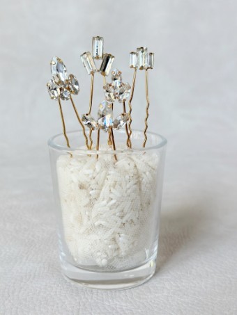 Sarah Grace 5 Pieces Light Gold  Crystal Hair Stick - Sarah Grace #1 default Gold thumbnail
