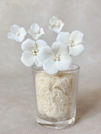 Sarah Grace Ceramic Floral Hair Sticks Set of 3 - Sarah Grace #0 default Silver thumbnail
