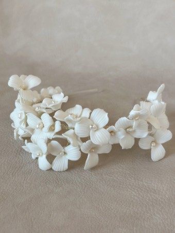 Sarah Grace Porcelain Flower Headband - Sarah Grace #3 Ivory/Silver thumbnail
