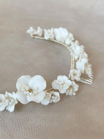 Sarah Grace Porcelain Flower Back Comb - Sarah Grace #0 default Ivory/Silver thumbnail