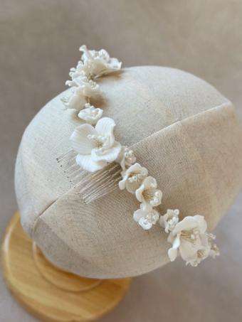 Sarah Grace Porcelain Flower Back Comb - Sarah Grace #2 default Ivory/Silver thumbnail
