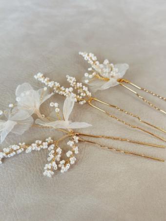 Sarah Grace Beaded Floral Hair Sticks - Set of 3 #2 Gold Only thumbnail
