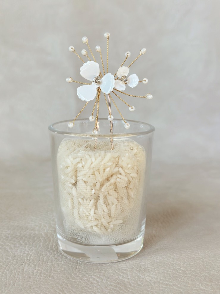 Sarah Grace Beaded Floral Hair Sticks - Set of 3 #5 default Gold Only picture