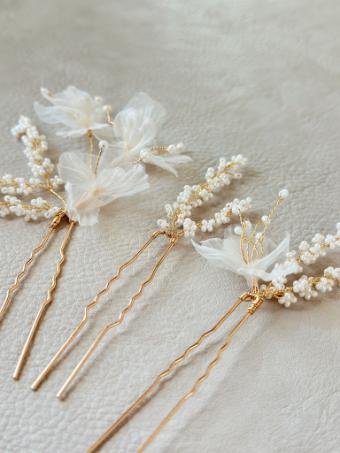 Sarah Grace Beaded Floral Hair Sticks - Set of 3 #3 Gold Only thumbnail