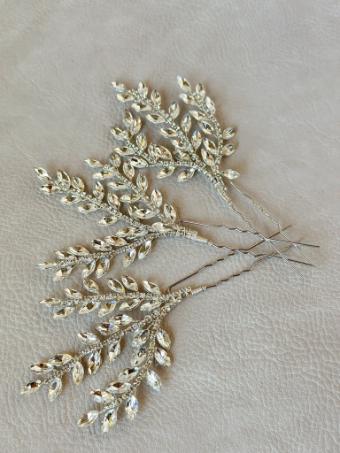 Sarah Grace Beaded Floral Spray Hair Sticks - Set of 3 #5 Gold Only thumbnail