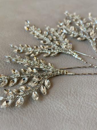 Sarah Grace Beaded Floral Spray Hair Sticks - Set of 3 #9 Gold Only thumbnail