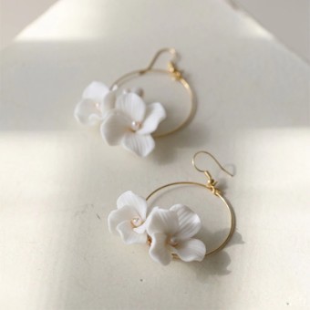 Sarah Grace Porcelain Flower Freshwater Pearls Earrings - Sarah Grace #2 default Gold thumbnail