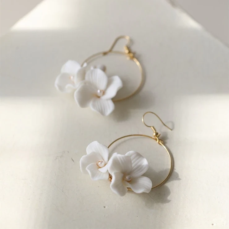 Sarah Grace Porcelain Flower Freshwater Pearls Earrings - Sarah Grace #2 default Gold picture