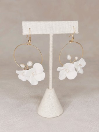 Sarah Grace Porcelain Flower Freshwater Pearls Earrings - Sarah Grace #1 Gold thumbnail