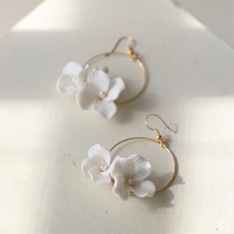 Sarah Grace Porcelain Flower Freshwater Pearls Earrings - Sarah Grace #2 Gold thumbnail