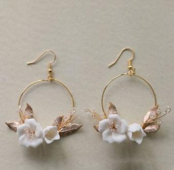 Sarah Grace Porcelain Flower Freshwater Pearls & Crystal Earrings - Sarah Grace #0 default Rose Gold thumbnail