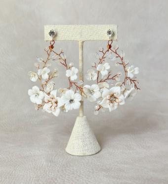 Sarah Grace Handmade White Porcelain Flower Bridal Earrings - Sarah Grace #3 default Silver thumbnail