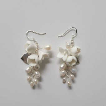 Sarah Grace Crystal Ceramic Floral Pearls Earrings -Sarah Grace #0 default Gold thumbnail