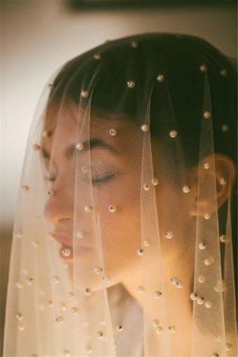 Sarah Grace One Layer Pearl Cathedral Veil w/o Comb - Sarah Grace #0 default Ivory thumbnail