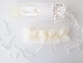 Faire Ivory Tulle Garter -  Bleu Garters $0 default Ivory thumbnail