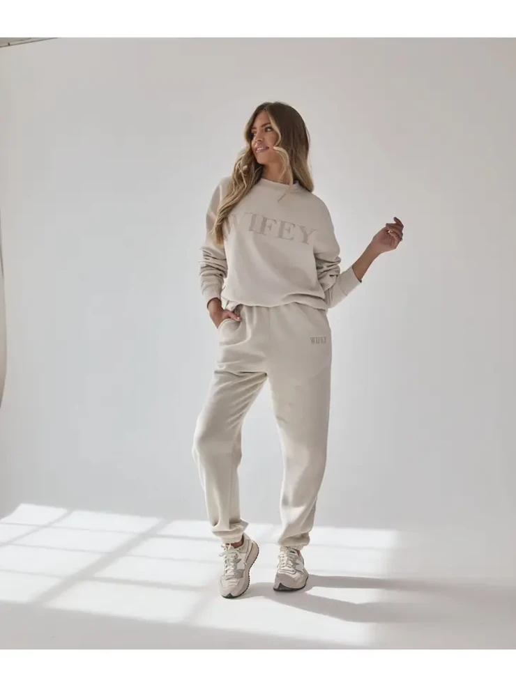 Six Stories Wifey Statement Sweatpants - Champagne #1 Champagne picture