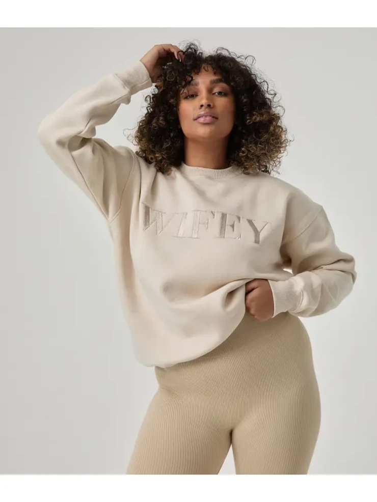 Six Stories Wifey Statement Sweatshirt - Champagne #1 Champagne picture