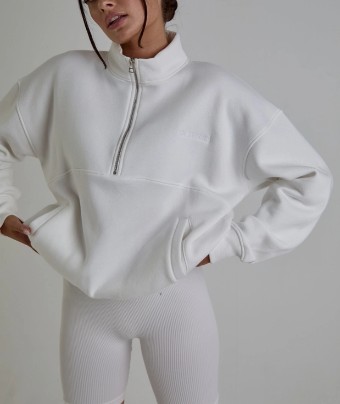 Six Stories Bride Statement Quarter Zip Sweatshirt - Six Stories #2 White thumbnail
