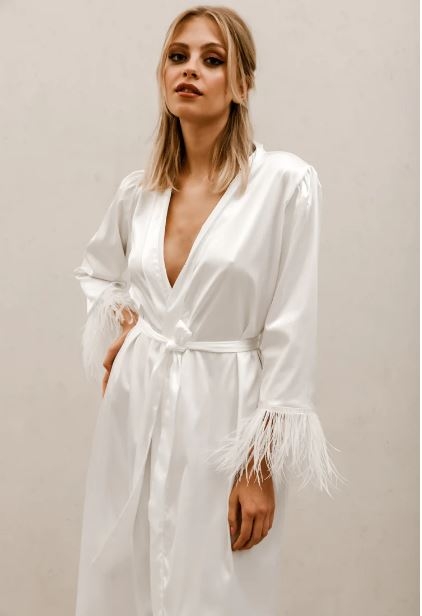 Heirloom Bridal Company #Feather Sleeve Bridal Robe Short Image