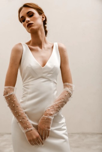 Heirloom Bridal Company Pearl and Rhinestone Gloves #0 default Ivory thumbnail
