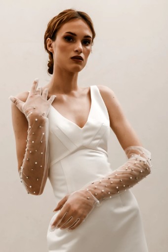 Heirloom Bridal Company Pearl and Rhinestone Gloves #2 default Ivory thumbnail