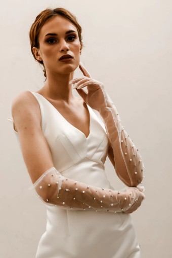 Heirloom Bridal Company Pearl and Rhinestone Gloves #1 Ivory thumbnail