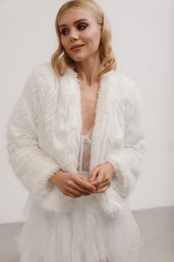 Heirloom Bridal Company Elsa Faux Fur Jacket #0 default Ivory thumbnail