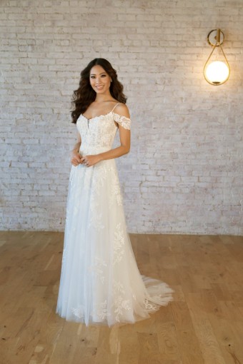 Stella York 7447 #2 (IVIV-PL) Ivory Lace & Tulle ov Ivory Gown w Porcelain Tulle Plunge thumbnail
