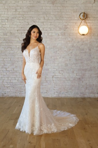 Stella York 7469 #0 default (IVAL-PL) Ivory Lace & Tulle over Almond Gown w Porcelain Tulle Plunge thumbnail