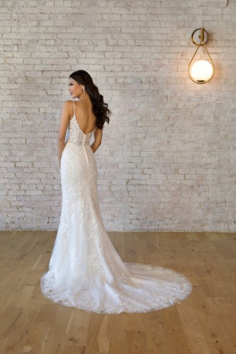 Stella York 7469 #1 (IVAL-PL) Ivory Lace & Tulle over Almond Gown w Porcelain Tulle Plunge thumbnail