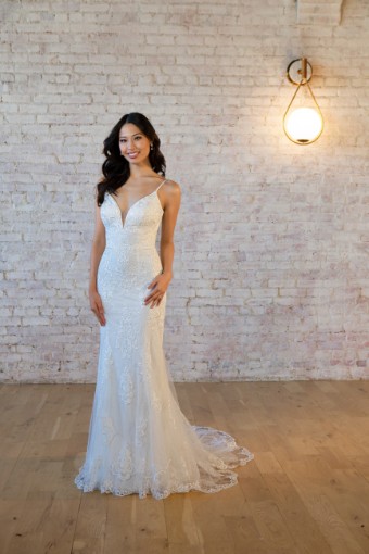 Stella York 7540 #2 (IVAL-PL) Ivory Lace & Tulle over Almond Gown w Porcelain Tulle Plunge thumbnail