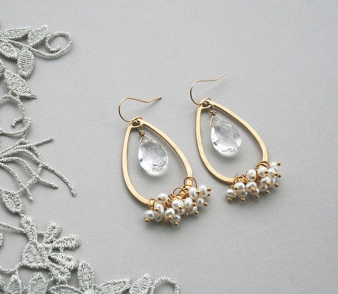 Laura Stark Designs Crystal Teardrop Earrings #0 default Gold picture