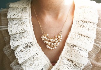 Laura Stark Designs Cluster Pearl Bridal Necklace #1 default Gold thumbnail