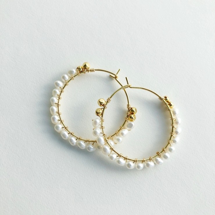 Laura Stark Designs #Pearl Wrap Hoop Earrings Image