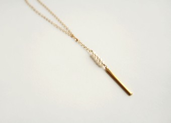 Laura Stark Designs Downtown Pearl Necklace #1 Gold Only thumbnail
